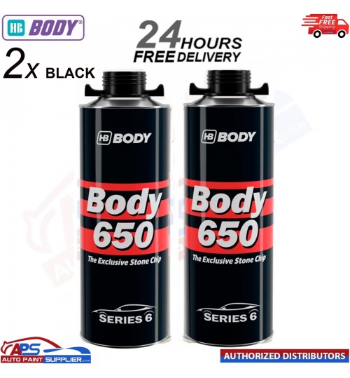 2x HB BODY 650 STON CHIP BLACK 1KG SCREW TOP CAN SERIES 6 - FAST DELIVERY